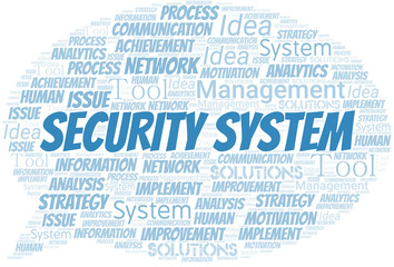 Security System typography vector word cloud.
