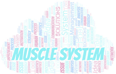 Obraz premium Muscle System typography vector word cloud.