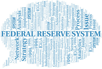 Obraz premium Federal Reserve System typography vector word cloud.