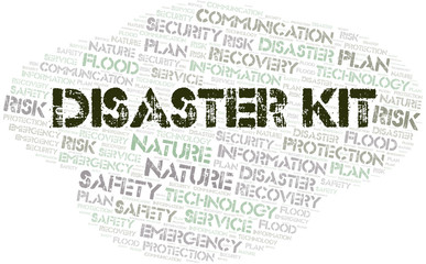 Disaster Kit typography  word cloud.