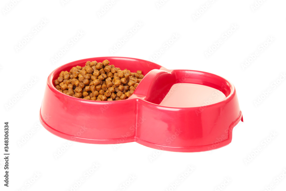 Wall mural Red pet bowl isolated on the white background