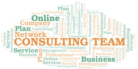 Obraz premium Consulting Team typography vector word cloud.