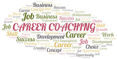 Career Coaching typography vector word cloud.