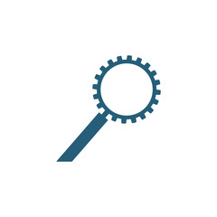 Seo search Gears Tool . Magnifyng gear glass. Stock vector illustration isolated on white background.