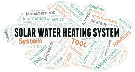 Solar Water Heating System typography vector word cloud.