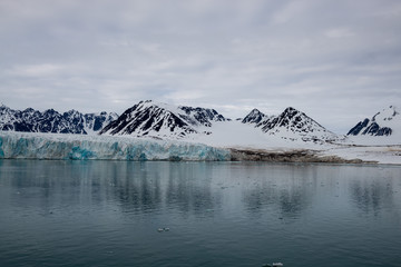 Fototapeta na wymiar Glacier on Svalbard, Arctic - view from expedition vessel