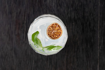 Cup of glass with lime and mint