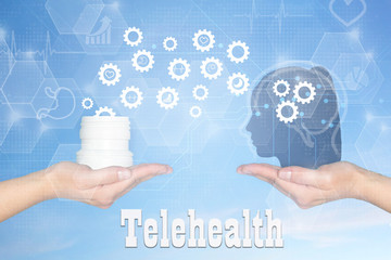 Biohacking.Treatment and restoration of human health with the help of sports, healthy nutrition, sleep and vitamins, abstract background and digital technologies and graphic patterns