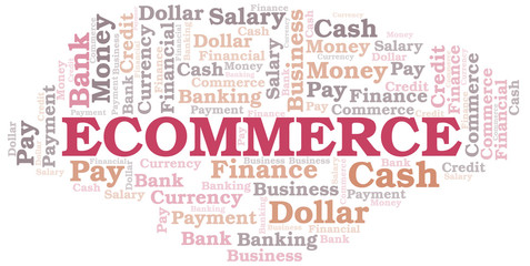 Ecommerce typography vector word cloud.