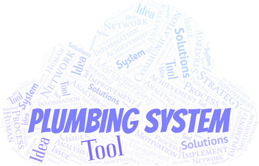 Plumbing System typography vector word cloud.