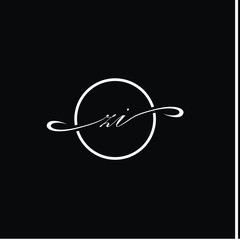 Initial ZI beauty monogram and elegant logo design, handwriting logo of initial signature, wedding, fashion with creative template.