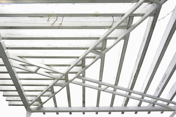 Canopy made of polycarbonate arc. Metal products against the sky