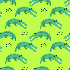 African animal seamless pattern. Crocodile background for children's textiles, Wallpaper and other surfaces
