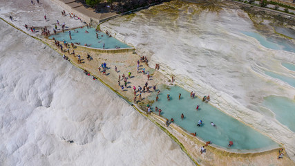 aerial view of the cotton castle ( Pamukkale )