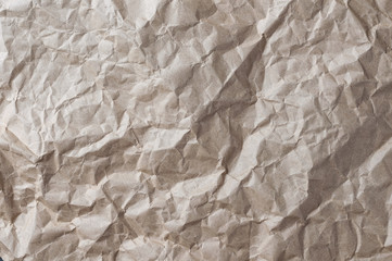 Crumpled paper sheet background, copy space.