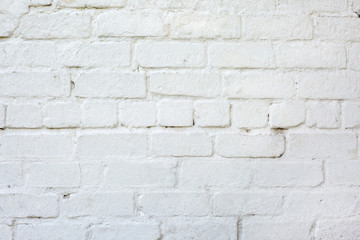 Old white brick wall background or texture, close up.