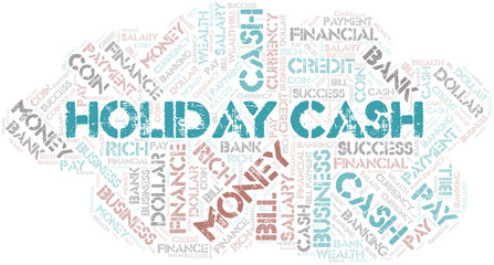 Fototapeta premium Holiday Cash typography word cloud.