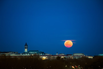 Harvest moon over Washington DC