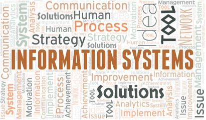 Information Systems typography vector word cloud.