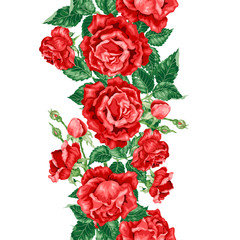 Vector decor seamless stripe with rose flowers