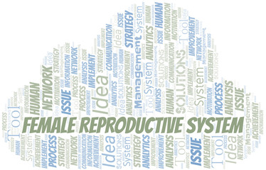 Female Reproductive System typography vector word cloud.