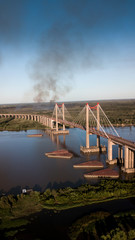 Fototapeta premium Zarate Brazo Largo bridge, in Argentina, that crosses the Paraná river between the province of Buenos Aires and Entre rios.