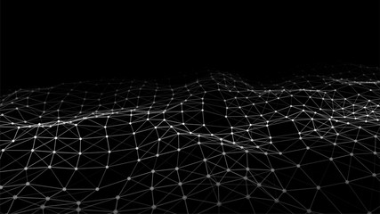 Network connection structure.Low poly shape with connecting dots and lines on dark background.Vector illustration. Big data visualization. - obrazy, fototapety, plakaty