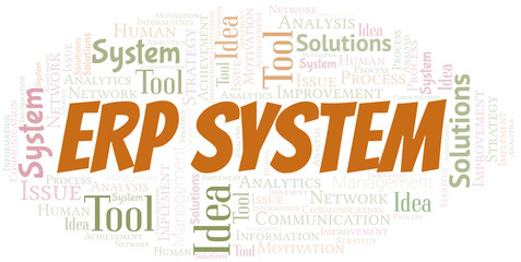Obraz premium Erp System typography vector word cloud.