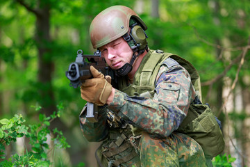 German soldier with a german assault rifle