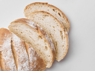 handmade white bread on a white background