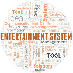 Entertainment System typography vector word cloud.