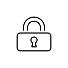 Lock icon template in line art style on white background, Security symbol vector sign isolated on white background illustration for graphic and web design