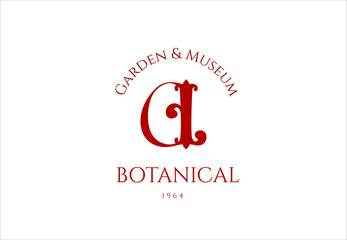 A renaissance logotype in shape of half apple. Vector ready logo fruit with seeds