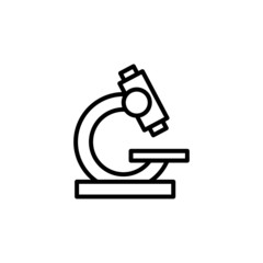 Microscope icon template in line art style on white background, Microscope symbol vector sign isolated on white background illustration for graphic and web design