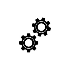 Gear icon template in black flat design on white background, Gear symbol vector sign isolated on white background illustration for graphic and web design