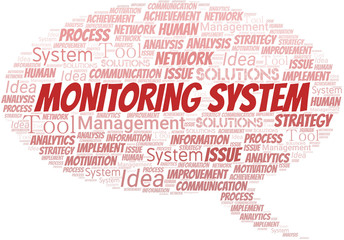 Monitoring System typography vector word cloud.