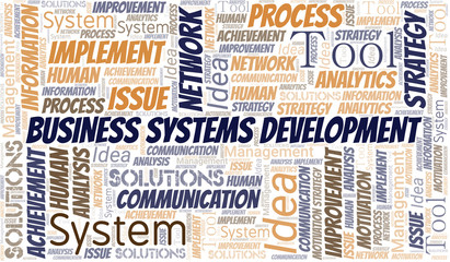 Business Systems Development typography vector word cloud.