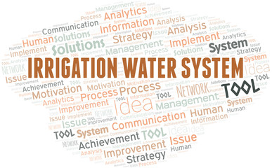 Irrigation Water System typography vector word cloud.