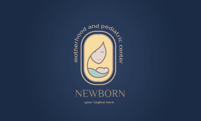Original simplified logotype for baby sitter or newborn baby care. Motherhood vector symbol. stylish brand for child shop