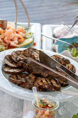 Luxury catering by the pool, food bloggers event, banquet, wedding, festive, hotel brunch buffet