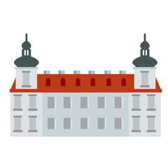 Jesuit College. Old Medieval University. Building in Baroque style. House of monastic order. Czech tourist attraction in Kutna Hora. Historic centre. Flat cartoon