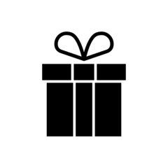 Gift box sign icon isolated in black flat design on white background, Vector illustration, Eps 10