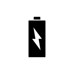 Battery icon isolated in black flat design on white background, Vector illustration Eps 10