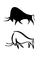 Two images of a bull. Bull silhouette and logo.