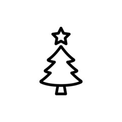 Christmas tree isolated in line art style on white background, Vector illustration, Eps 10