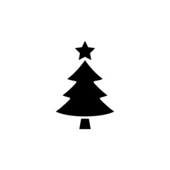 Christmas tree isolated in black flat design on white background, Vector illustration, Eps 10