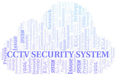 Cctv Security System typography vector word cloud.