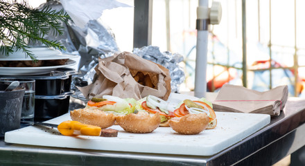 Luxury catering by the pool, food bloggers event, banquet, wedding, festive, hotel brunch buffet
