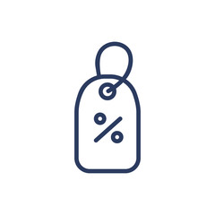 Price tag with sale percent sign thin line icon. Money, purchase, store isolated outline sign. Discount offer and promotion concept. Vector illustration symbol element for web design and apps
