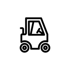 Fototapeta premium Construction truck vector icon in line art style on white background, filled flat sign for mobile concept and web design, Industrial vehicle icon, Construction machine symbol, logo illustration